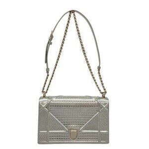DIOR/ChristianDior Diorama/Micro Cannage - Silver Patent Leather Shoulder Bag